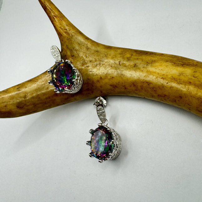 Vintage Mystic Topaz Sterling Silver Chandelier Earrings