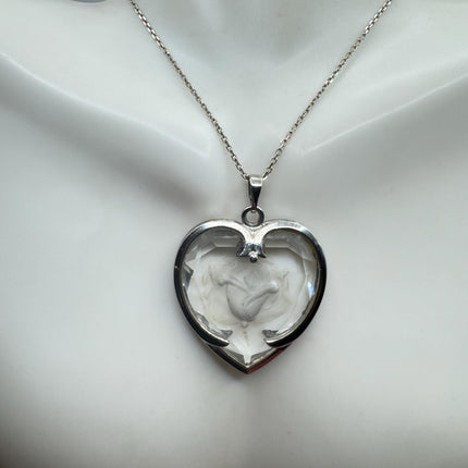 Vintage Sterling Silver Crystal Heart Necklace: Dainty Layering Pendant