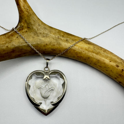 Vintage Sterling Silver Crystal Heart Necklace: Dainty Layering Pendant