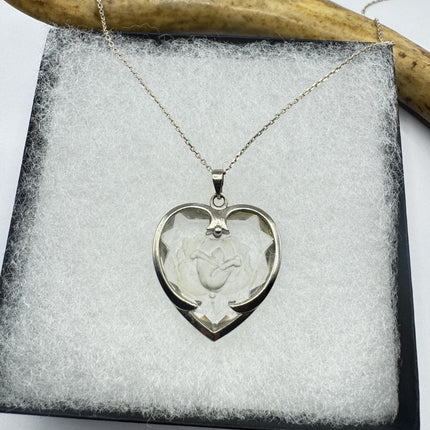 Vintage Sterling Silver Crystal Heart Necklace: Dainty Layering Pendant