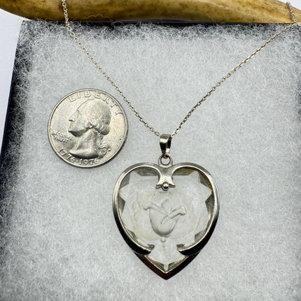 Vintage Sterling Silver Crystal Heart Necklace: Dainty Layering Pendant