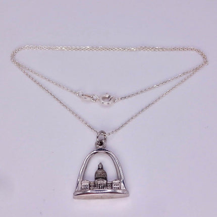 Vintage St Luis Arch Pendant Necklace: 925 Sterling Silver Charm