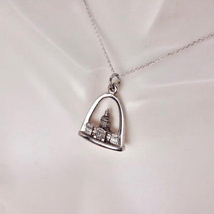 Vintage St Luis Arch Pendant Necklace: 925 Sterling Silver Charm