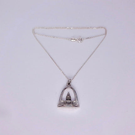 Vintage St Luis Arch Pendant Necklace: 925 Sterling Silver Charm