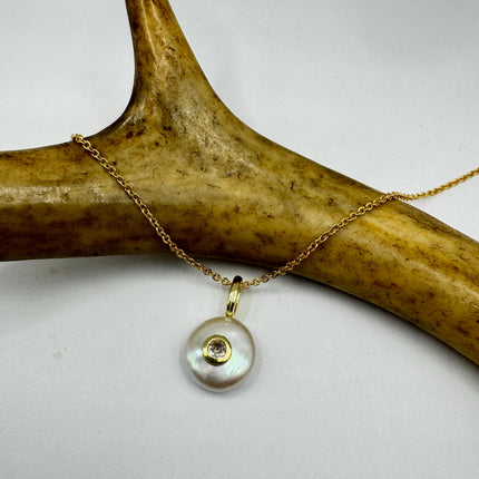 Vintage TINY Gold Pearl Necklace - Minimal Chain