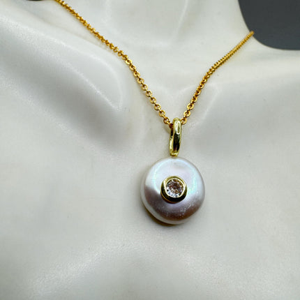 Vintage TINY Gold Pearl Necklace - Minimal Chain