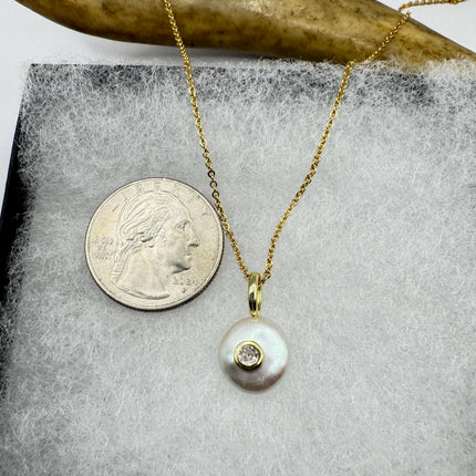 Vintage TINY Gold Pearl Necklace - Minimal Chain