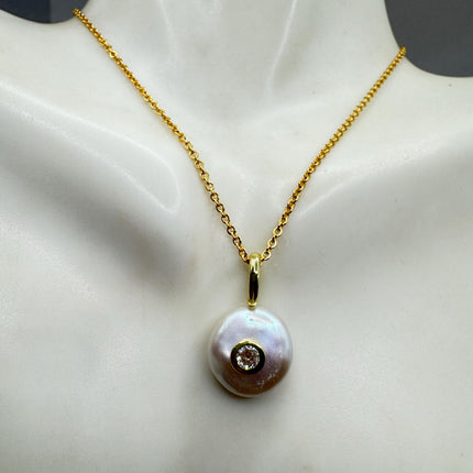 Vintage TINY Gold Pearl Necklace - Minimal Chain