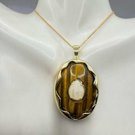 Vintage Chunky Tigers Necklace: Gold Filled Chain