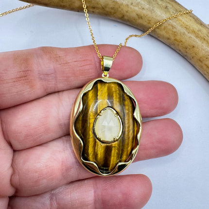 Vintage Chunky Tigers Necklace: Gold Filled Chain
