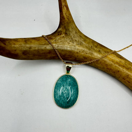 Vintage Gold Filled - Green Amazonite Charm pendant necklace