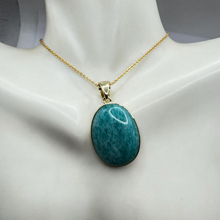 Vintage Gold Filled - Green Amazonite Charm pendant necklace