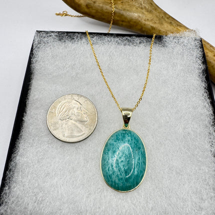 Vintage Gold Filled - Green Amazonite Charm pendant necklace