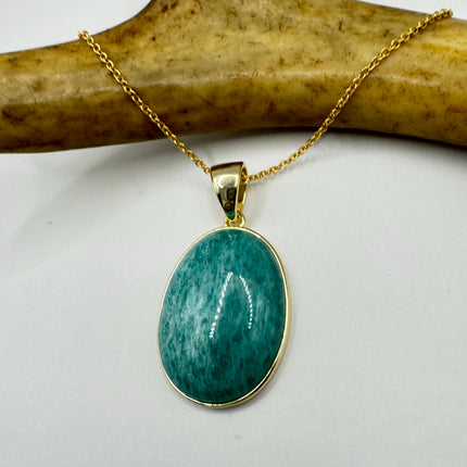 Vintage Gold Filled - Green Amazonite Charm pendant necklace