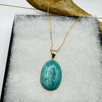 Vintage Gold Filled - Green Amazonite Charm pendant necklace