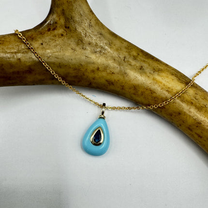 Vintage Blue Larimar Gold Filled Necklace: Minimalist Crystal Charm