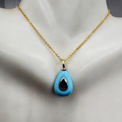 Vintage Blue Larimar Gold Filled Necklace: Minimalist Crystal Charm