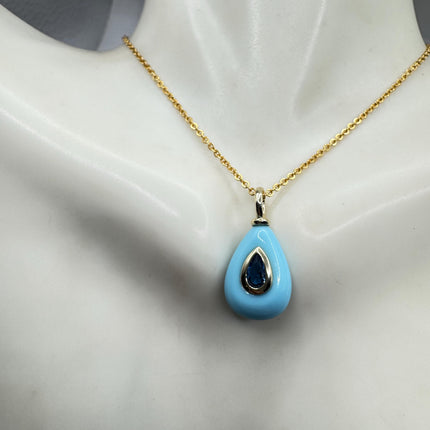 Vintage Blue Larimar Gold Filled Necklace: Minimalist Crystal Charm