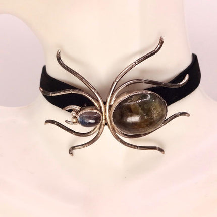 Vintage Sterling Silver Spider Brooch Amethyst Scatter Pin