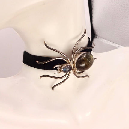 Vintage Sterling Silver Spider Brooch Amethyst Scatter Pin