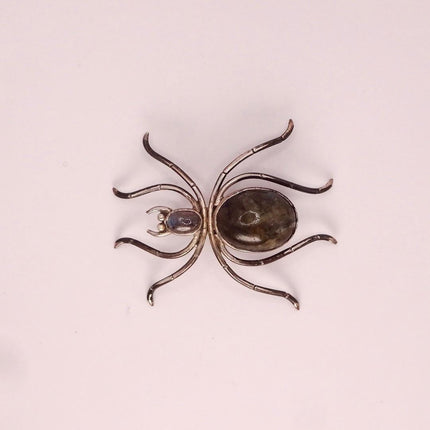 Vintage Sterling Silver Spider Brooch Amethyst Scatter Pin