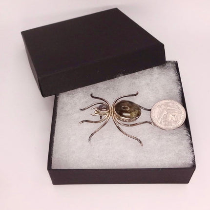 Vintage Sterling Silver Spider Brooch Amethyst Scatter Pin