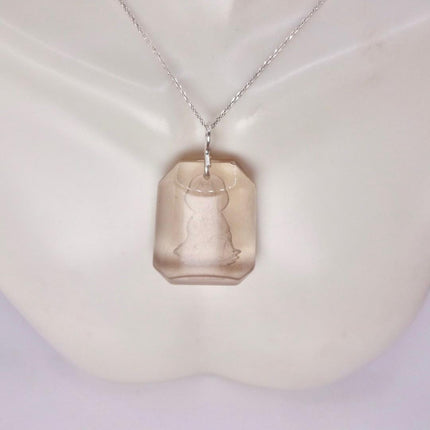 Vintage Smokey Quartz Buddha Boho 925 Sterling Silver Necklace