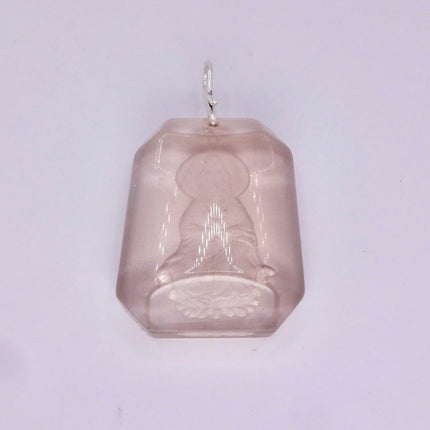 Vintage Smokey Quartz Buddha Boho 925 Sterling Silver Necklace