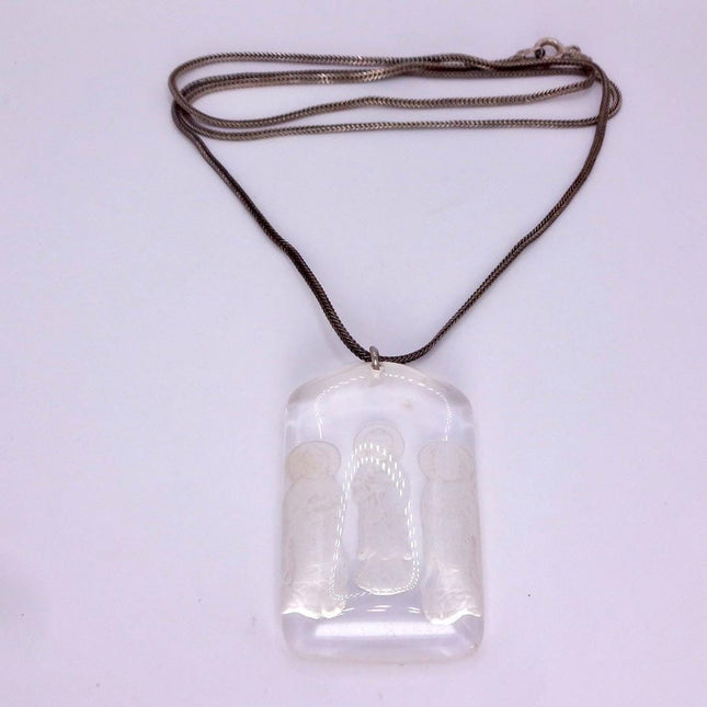 Vintage Quartz Buddha Boho 925 Sterling Silver Necklace