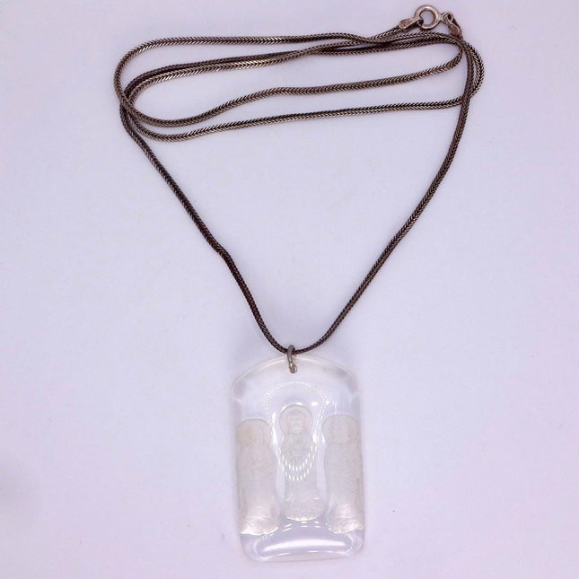 Vintage Quartz Buddha Boho 925 Sterling Silver Necklace