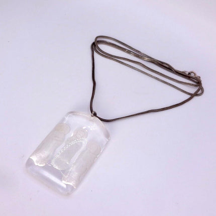 Vintage Quartz Buddha Boho 925 Sterling Silver Necklace