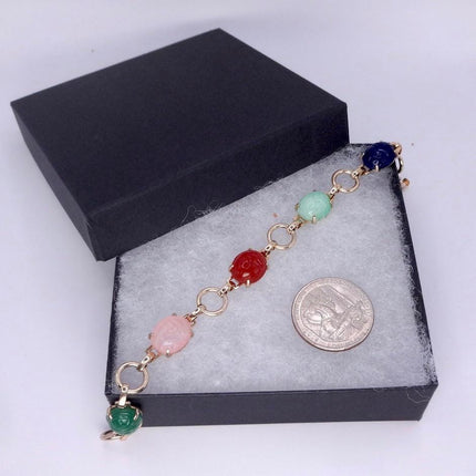 Vintage Gemstone Scarab Bracelet Gold Filled Egyptian Revival