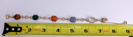 Vintage Gemstone Scarab Bracelet Gold Filled Egyptian Revival