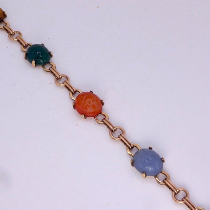 Vintage Gemstone Scarab Bracelet Gold Filled Egyptian Revival