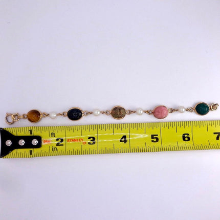Vintage Gemstone Scarab Bracelet Gold Filled Egyptian Revival