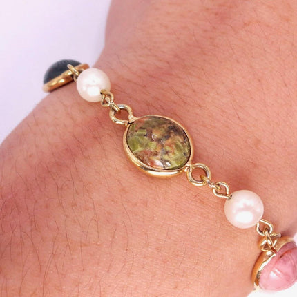 Vintage Gemstone Scarab Bracelet Gold Filled Egyptian Revival