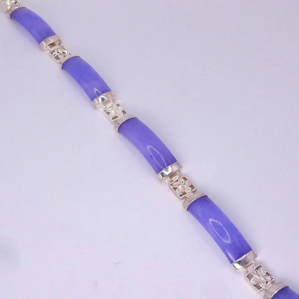 Vintage Purple Jade Lucky Link Bracelet | 925 Sterling Silver layered stacking bracelet