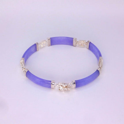 Vintage Purple Jade Lucky Link Bracelet | 925 Sterling Silver layered stacking bracelet