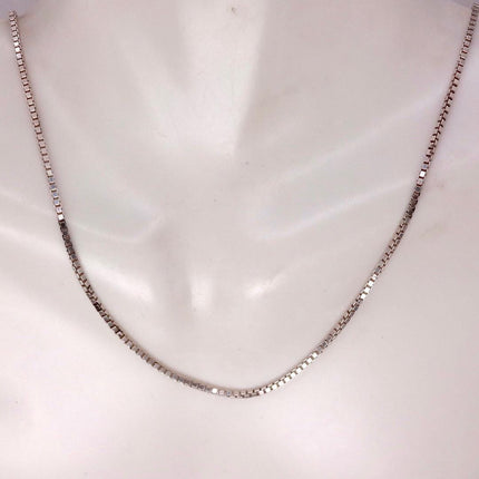 Vintage Box Link Chain Necklace - Vintage 925 Sterling Silver Delicate Design 18 Inches