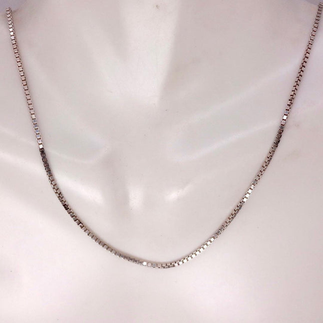 Vintage Box Link Chain Necklace - Vintage 925 Sterling Silver Delicate Design 18 Inches