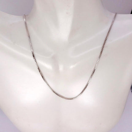 Vintage Box Link Chain Necklace - Vintage 925 Sterling Silver Delicate Design 18 Inches