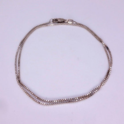 Vintage Box Link Chain Necklace - Vintage 925 Sterling Silver Delicate Design 18 Inches