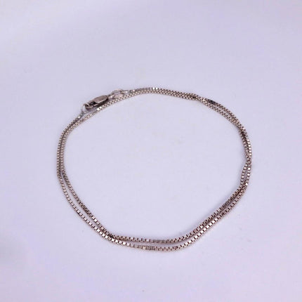 Vintage Box Link Chain Necklace - Vintage 925 Sterling Silver Delicate Design 18 Inches
