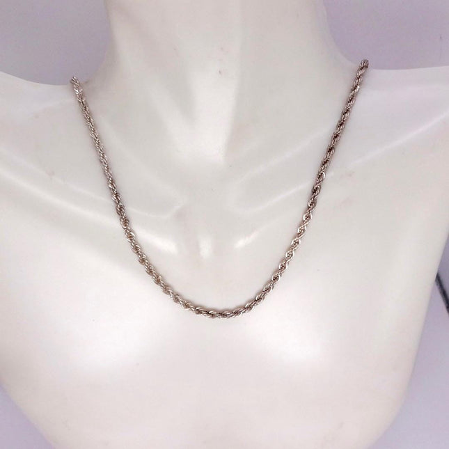 Vintage Link Chain Necklace - Vintage 925 Sterling Silver Delicate Design 24 Inches