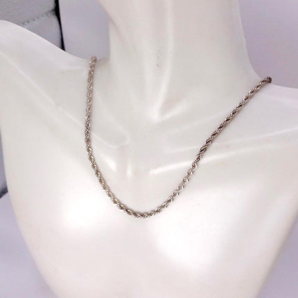 Vintage Link Chain Necklace - Vintage 925 Sterling Silver Delicate Design 24 Inches