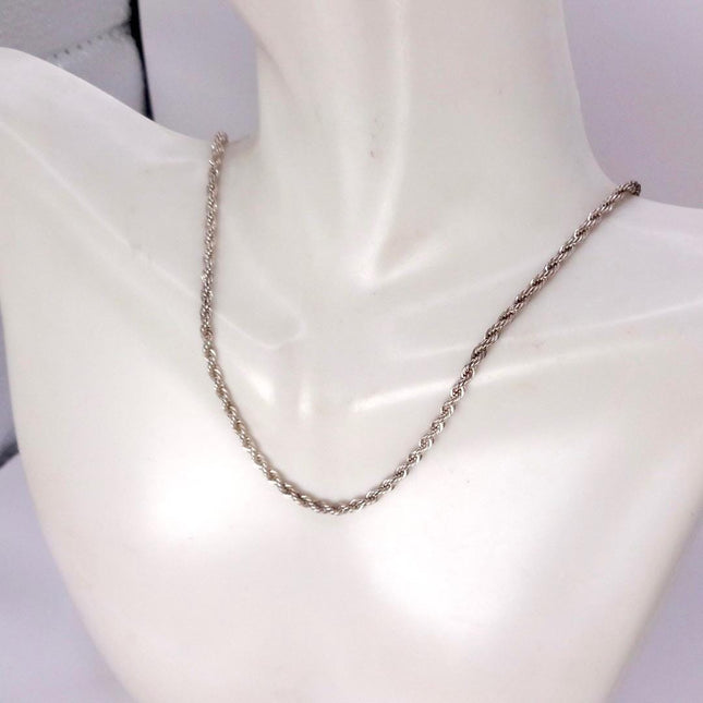 Vintage Link Chain Necklace - Vintage 925 Sterling Silver Delicate Design 24 Inches