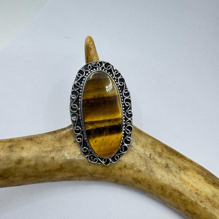 Vintage Chunky Tigers Eye Cocktail Ring - Statement Band