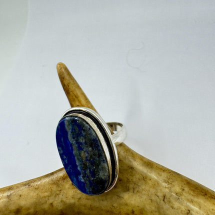 Vintage Boho Blue lapis lazuli Ring Band chunky cocktail ring