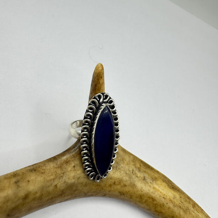 Vintage Boho Blue lapis lazuli Ring Band chunky cocktail ring