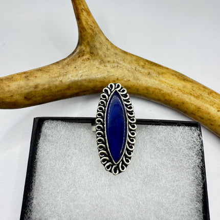Vintage Boho Blue lapis lazuli Ring Band chunky cocktail ring